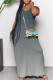Grey Casual Daily Gradient Print Contrast V Neck Printed Dresses