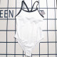 White Sportswear Letters Patchwork Swimwears