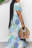 Red Casual Polka Dot Print Pocket Contrast V Neck Printed Dresses