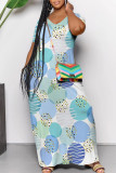 Red Casual Polka Dot Print Pocket Contrast V Neck Printed Dresses