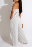 Black Sexy Casual Solid Color Hollow Out Lace Up Backless Strapless Sleeveless Two Pieces