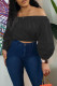 Black Casual Solid Color Backless Patchwork Off Shoulder Tops