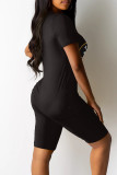 White Casual Daily Letter Print O Neck Short Sleeve Two Pieces