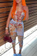 Multicolor Sexy Print Backless Cross Straps Patchwork Strapless Sleeveless Two Pieces