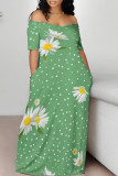 Black And White Sexy Flowers Print Off Shoulder Printed Dresses