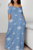 Black And White Sexy Flowers Print Off Shoulder Printed Dresses