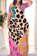 Apricot Casual Leopard Print The stars Butterfly Print Contrast O Neck Printed Dresses