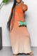 Orange Casual Daily Gradient Print Contrast V Neck Printed Dresses