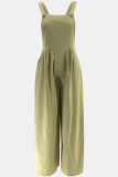 Orange Casual Solid Color Pocket Spaghetti Strap Regular Jumpsuits