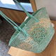 Mint green Casual Vacation Gradient Color Patchwork Knit Contrast Bags