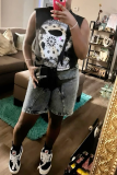 Black Casual Street Tops