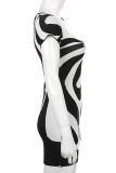 Black Sexy Stripe Hollow Out Patchwork U Neck Skinny Rompers
