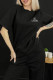 Black Casual Letters Patchwork O Neck Short Sleeve Two Pieces