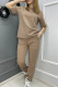 Brownness Casual Letters Pocket Patchwork O Neck Short Sleeve Two Pieces