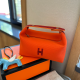 Orange Casual Street Letters Patchwork Contrast Bags