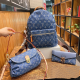 Light Blue Casual Street Letter Print Zipper Patchwork Bags