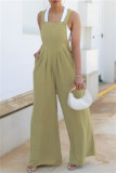 Orange Casual Solid Color Pocket Spaghetti Strap Regular Jumpsuits