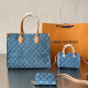 Blue Casual Street Letters Patchwork Bags