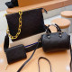 Black Casual Street Solid Color Chains Embossed Bags