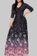 Purple Celebrities Gradient Print Strap Design Patchwork V Neck Long Dresses