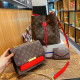 Red Casual Street Letters Draw String Patchwork Contrast Bags