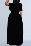 Blue Letter Print Tongue print O Neck Printed Dresses