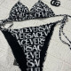 Black Sportswear Letters Patchwork Swimwears