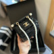 Black Casual Celebrities Solid Color Metal Accessories Trim Pearls Decor Patchwork Bags