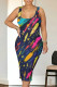Black Casual Geometric Print Leopard Print The stars Flowers Contrast U Neck Printed Dresses