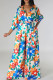Multi-color Celebrities Print Ruched Strap Design Patchwork V Neck Loose Jumpsuits
