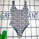 Black Sportswear Letters Patchwork Swimwears