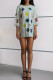 White Sexy Letters Sequins Patchwork O Neck Dresses