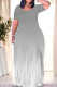 Grey Casual Daily Gradient Print Contrast O Neck Printed Dresses