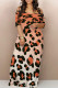 Orange Casual Animal Print Contrast Off Shoulder Printed Dresses