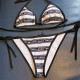 Black Sportswear Letters Strap Design Patchwork Swimwears