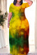 Gradient Color Casual Gradient Print Plants Print Heart Pattern Contrast O Neck Printed Dresses
