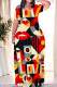 Red Casual Gradient Print Plants Print Heart Pattern Contrast O Neck Printed Dresses