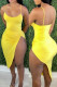 Yellow Fashion Sexy Solid Backless Swimwears
