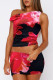 Red Celebrities Print Patchwork Oblique Collar Sleeveless Two Pieces