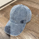 Gray Blue Casual Street Letters Embroidered Distressed Hat