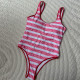 Pink Sportswear Letters Patchwork Swimwears