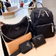 Black Casual Street Solid Color Zipper Patchwork Bags