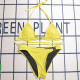 Yellow Sportswear Letters Strap Design Patchwork Swimwears