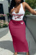 White Rose Red Sexy Print Patchwork Asymmetrical Collar Sleeveless Two Pieces