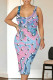 Blue Casual Geometric Print The stars Contrast Printed Dresses