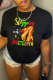 Black Casual Street Letter Print O Neck T-Shirts