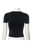 Black Sexy Print Patchwork O Neck T-Shirts
