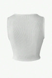 White Sexy Print Patchwork V Neck Tops