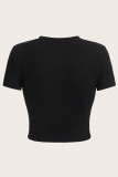 White Sexy Print Patchwork O Neck T-Shirts