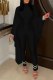 Black Casual Solid Color Patchwork Turtleneck Skinny Jumpsuits